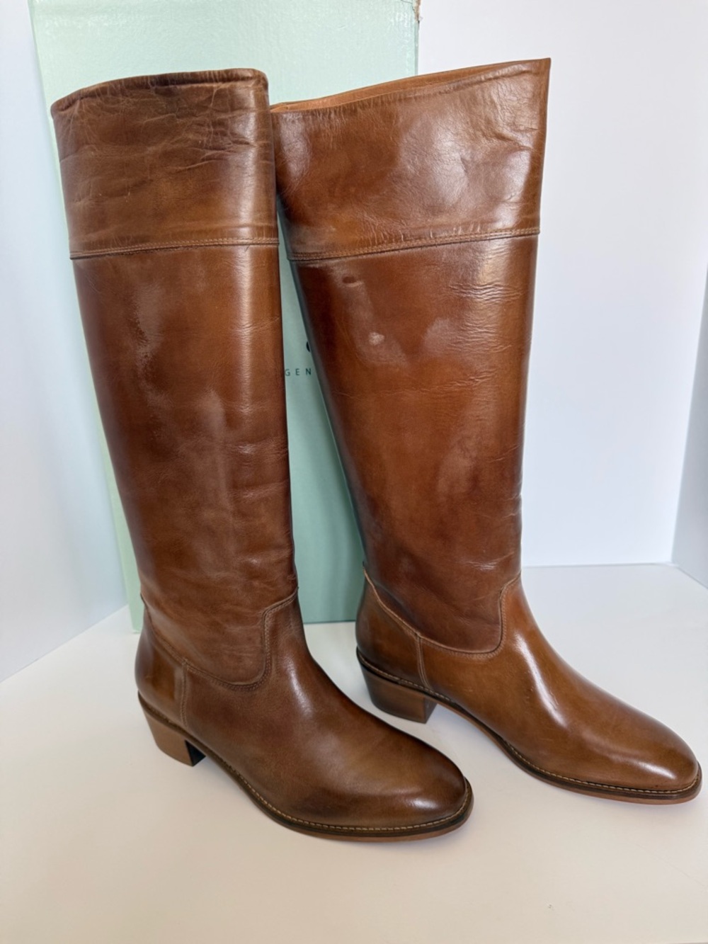 DICO Copenhagen Celina Cavalry Escovado Dark Tan Leather Boots, Size 40